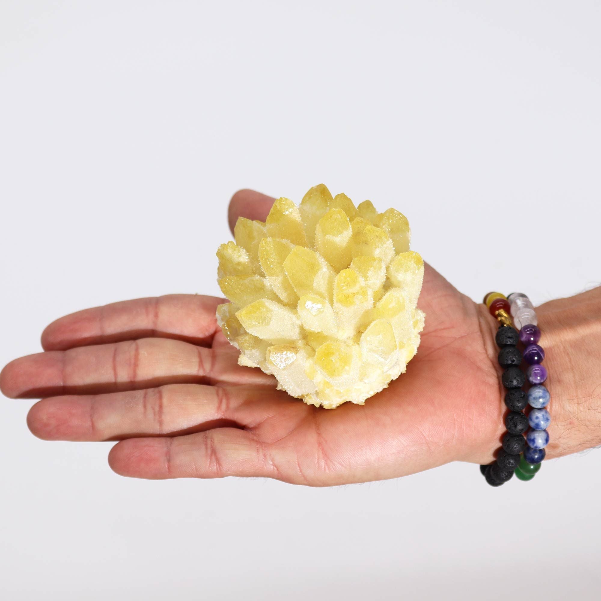 Cluster di Quarzo Naturale – Yellow Ghost Quartz (circa 250–300 g, 8 cm)
