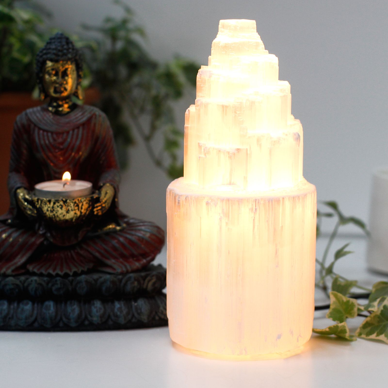 Lampada Torre in Selenite Naturale 20 cm