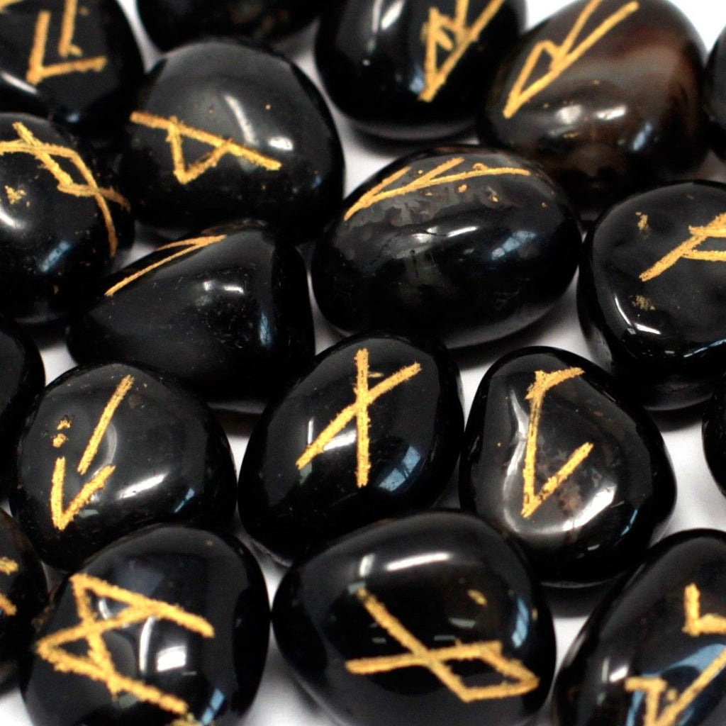 Rune Onice Nera Set da 25 Rune con Sacca Personalizzata