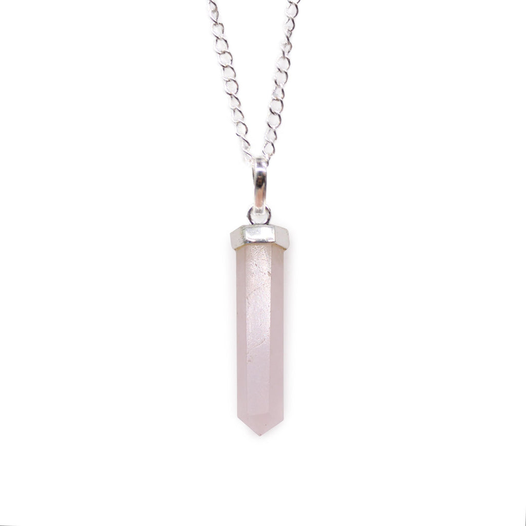 Pendente Prismatico con Pietra Preziosa di Quarzo Rosa