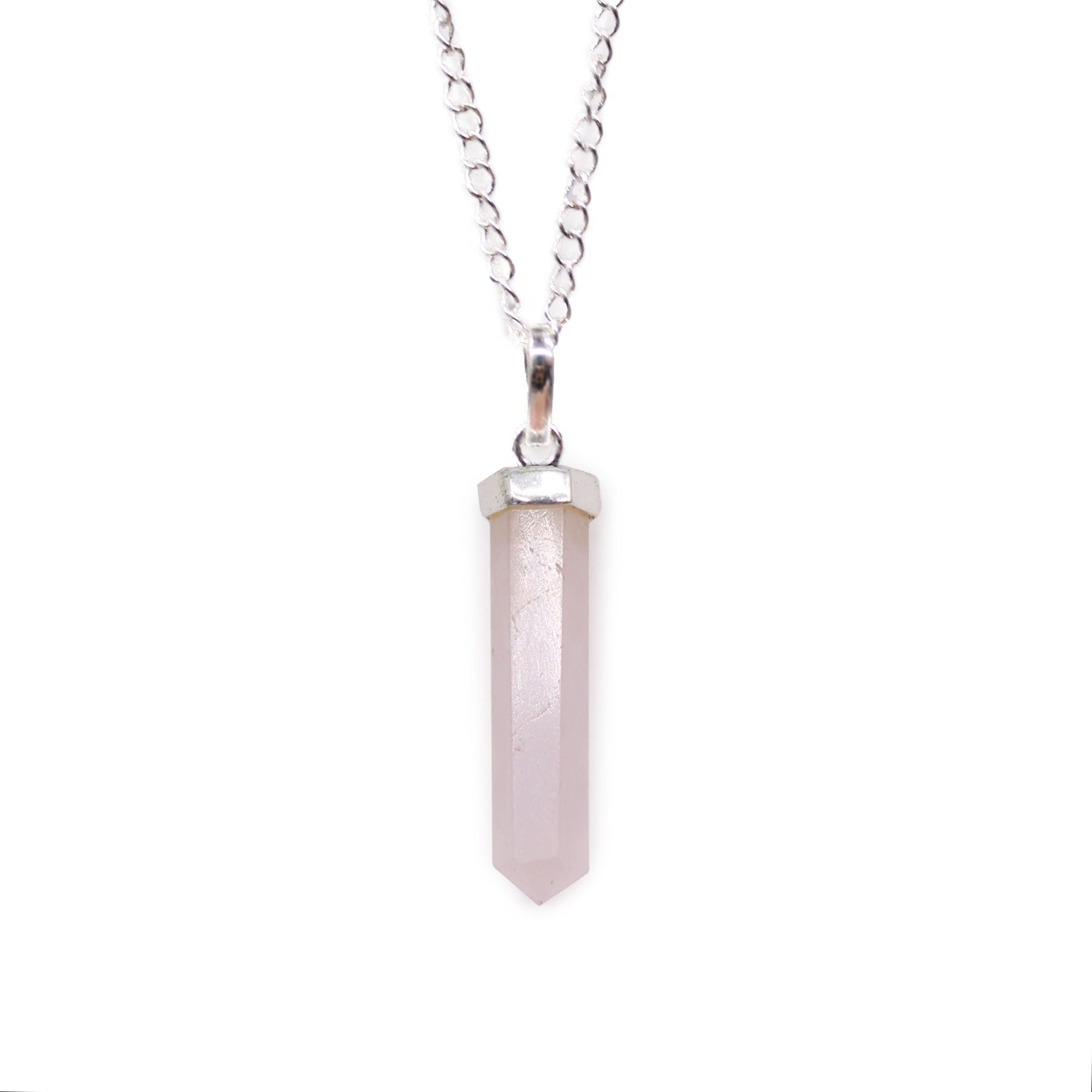 Pendente Prismatico con Pietra Preziosa di Quarzo Rosa