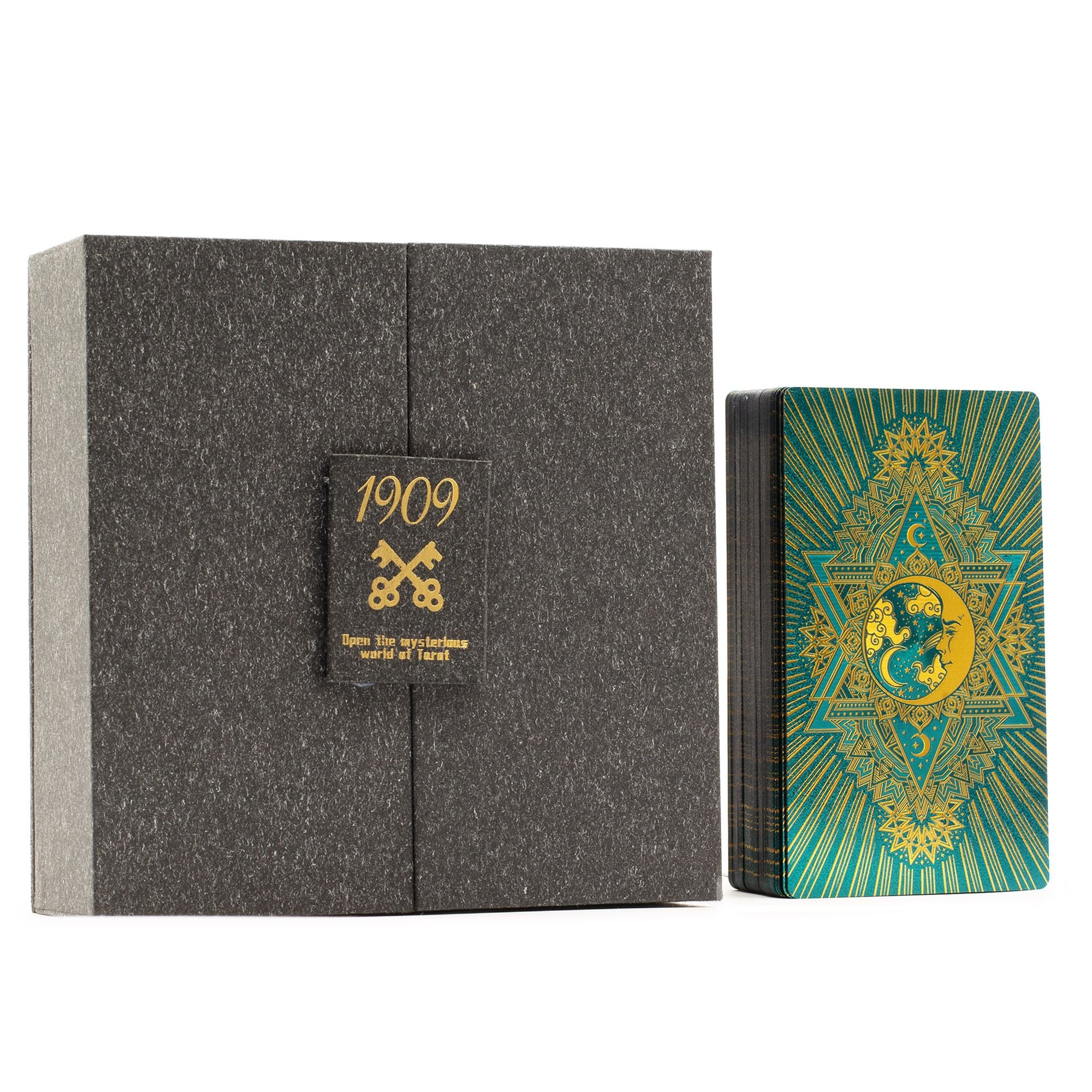 Mazzo di Tarocchi Gold & Turquoise Foil – 78 Carte con Libro Guida e Scatola Premium