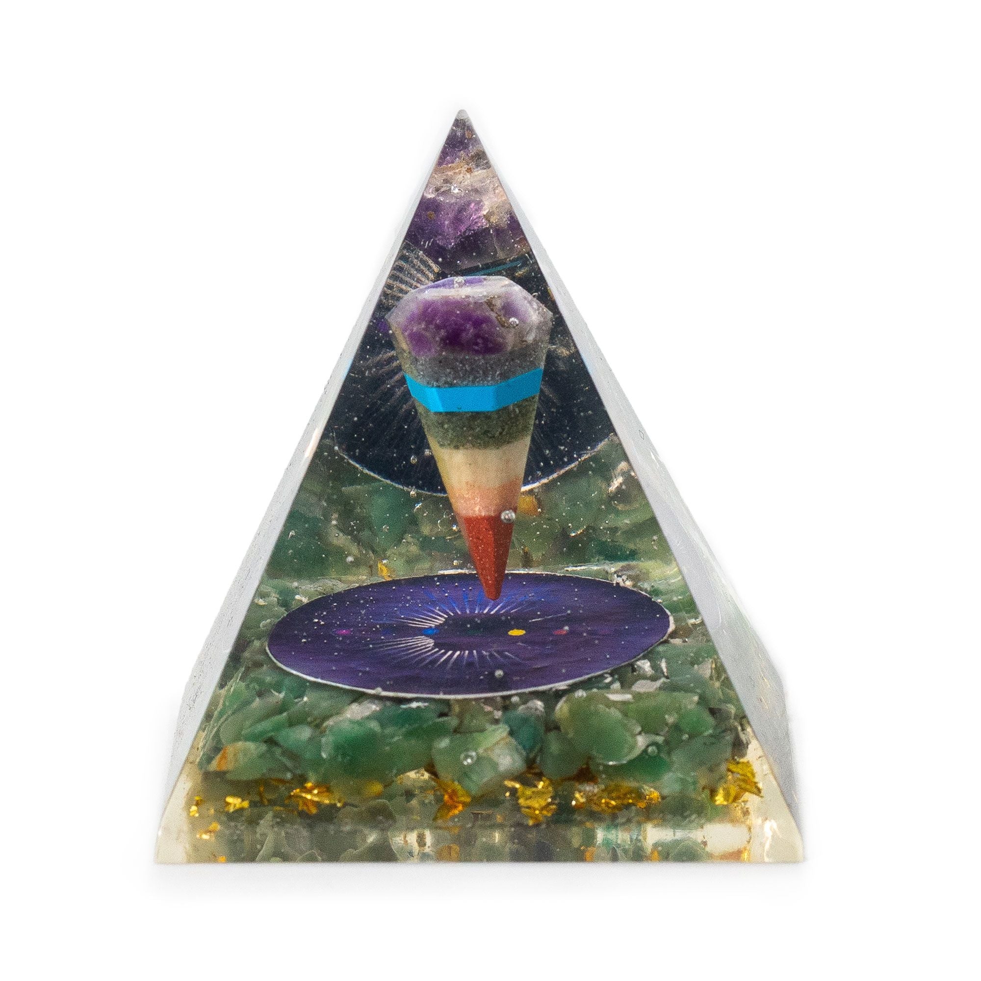Piramidi Orgonite medie 7x6 cm Chips di Avventurina Verde