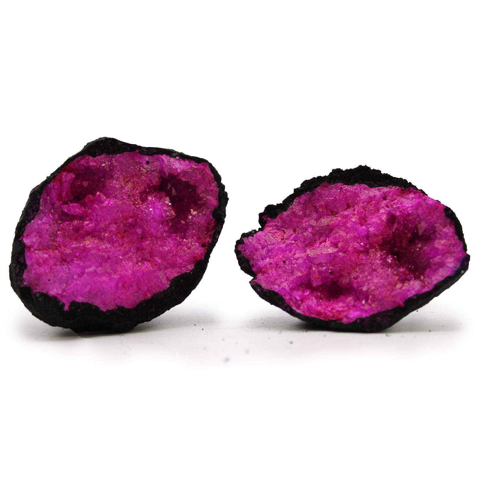 Geode di Calcite Roccia Nera e Rosso Cardinale