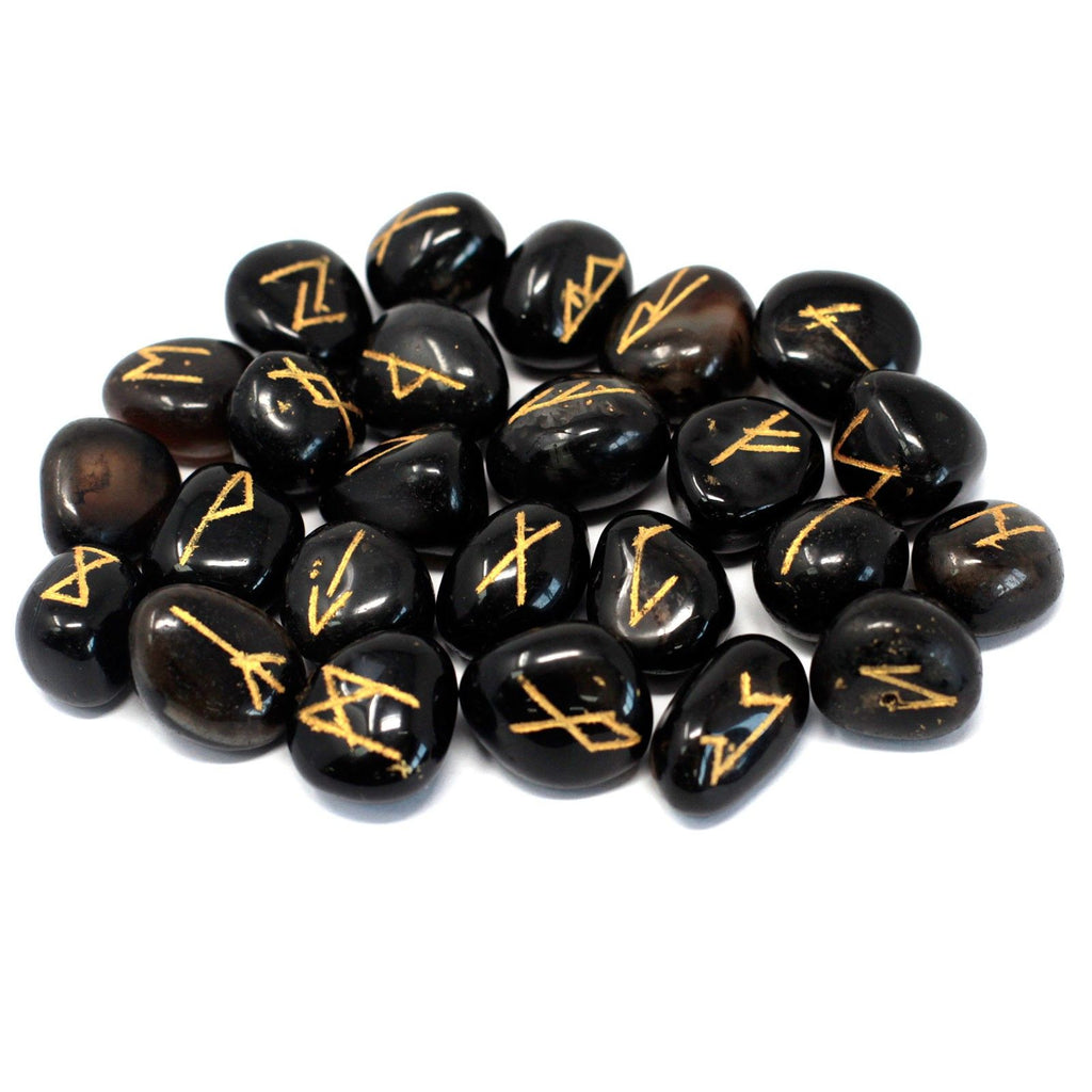 Rune Onice Nera Set da 25 Rune con Sacca Personalizzata