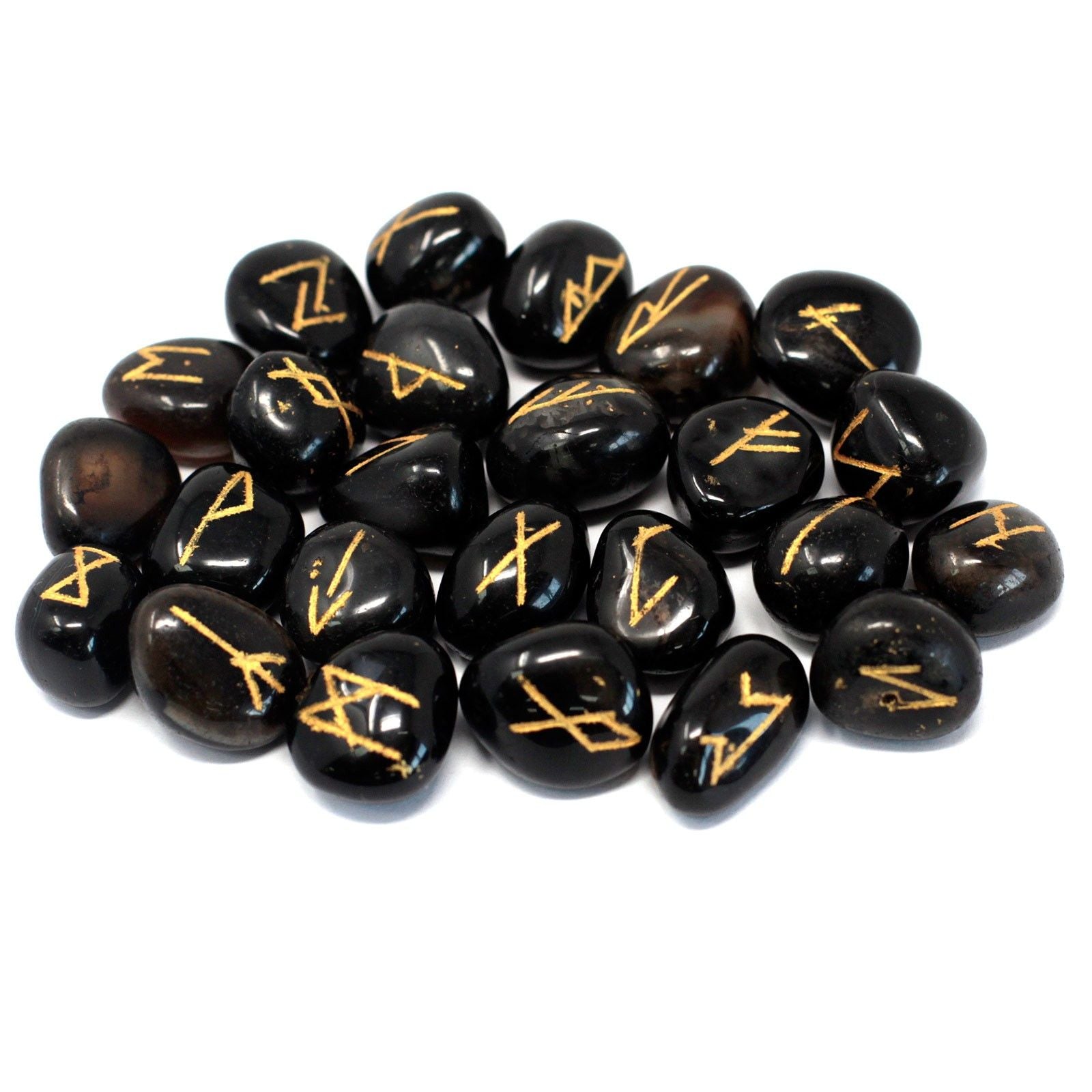 Rune Onice Nera Set da 25 Rune con Sacca Personalizzata