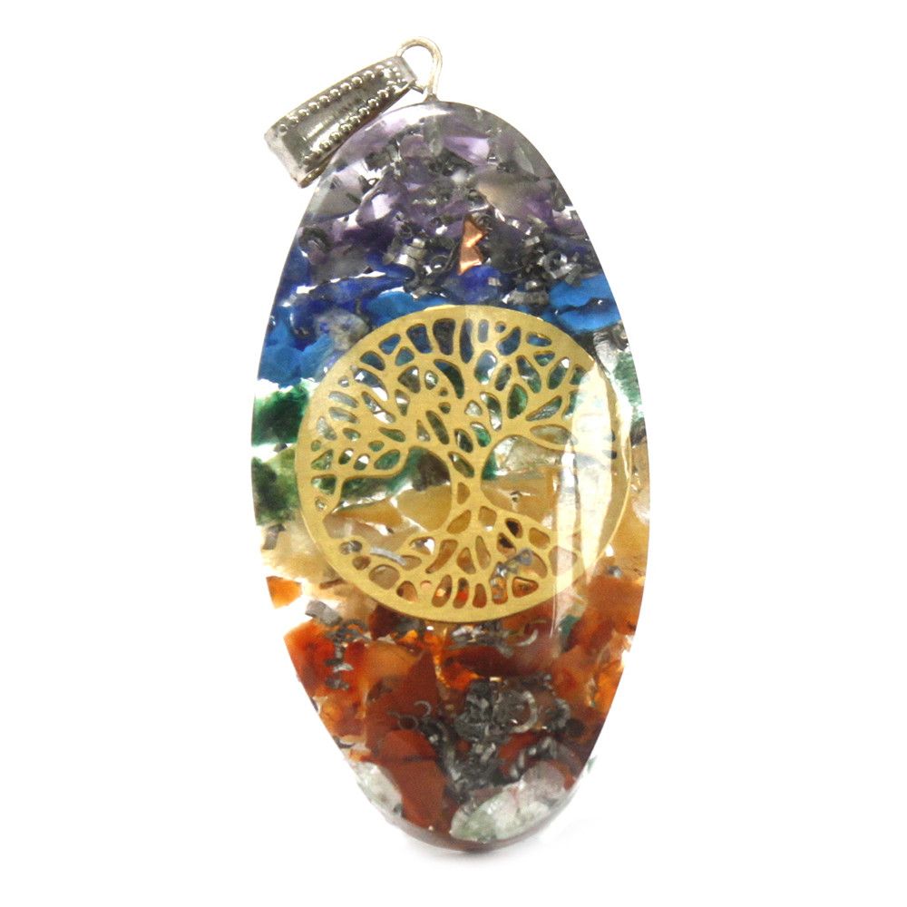 Pendente in Orgonite - Pendente Albero Chakra 7 Pietre