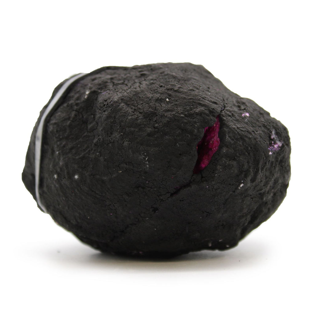Geode di Calcite Roccia Nera e Rosso Cardinale