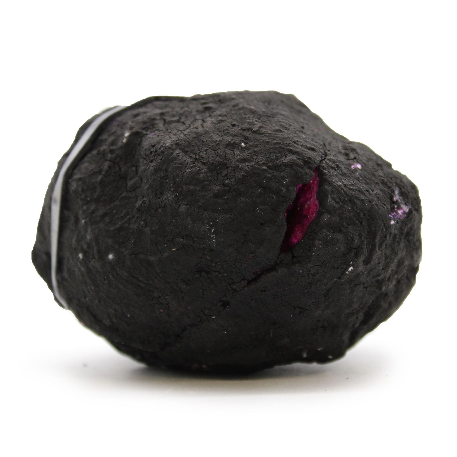 Geode di Calcite Roccia Nera e Rosso Cardinale