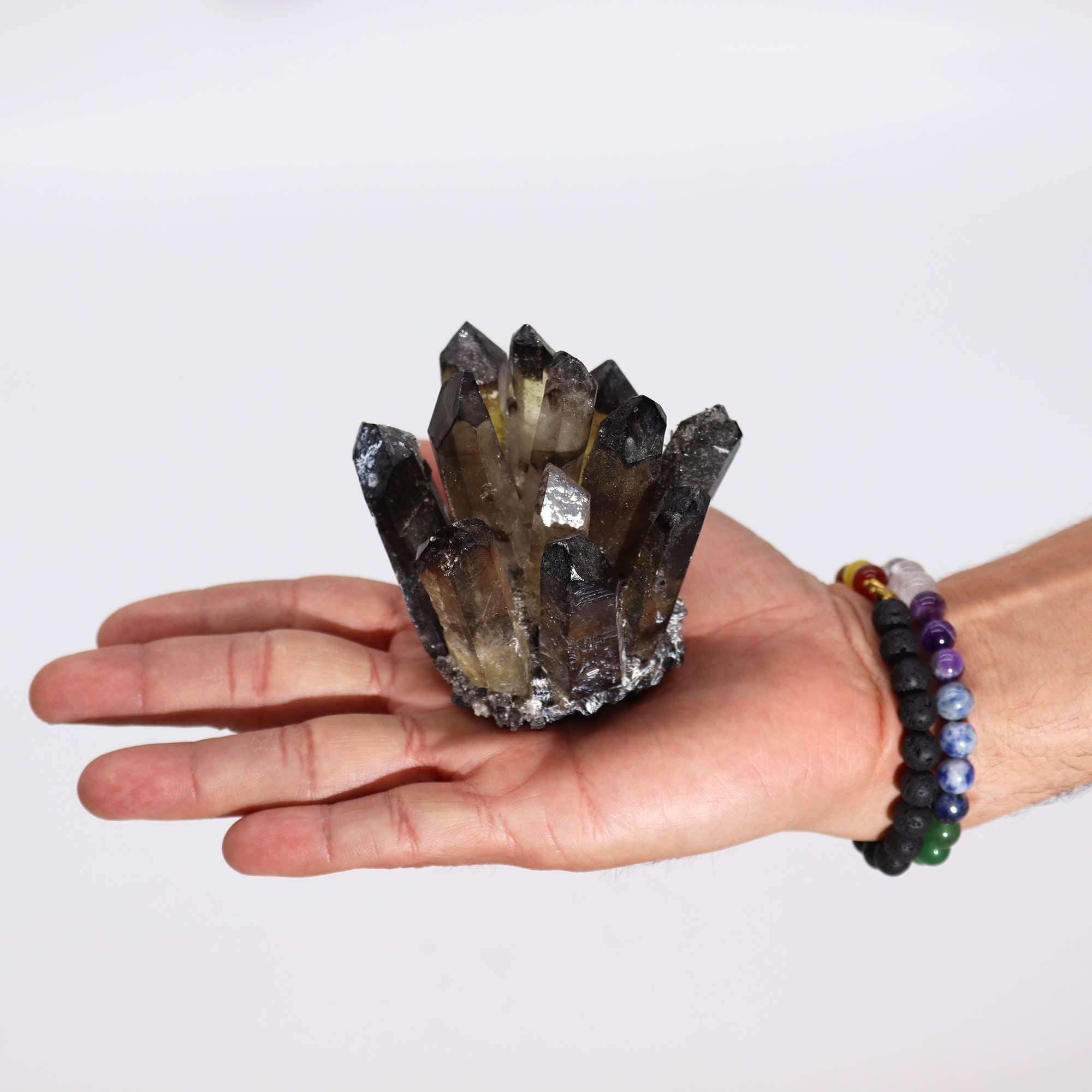Cluster di Quarzo Naturale – Smoky Ghost Quartz (circa 250–300 g, 8 cm)