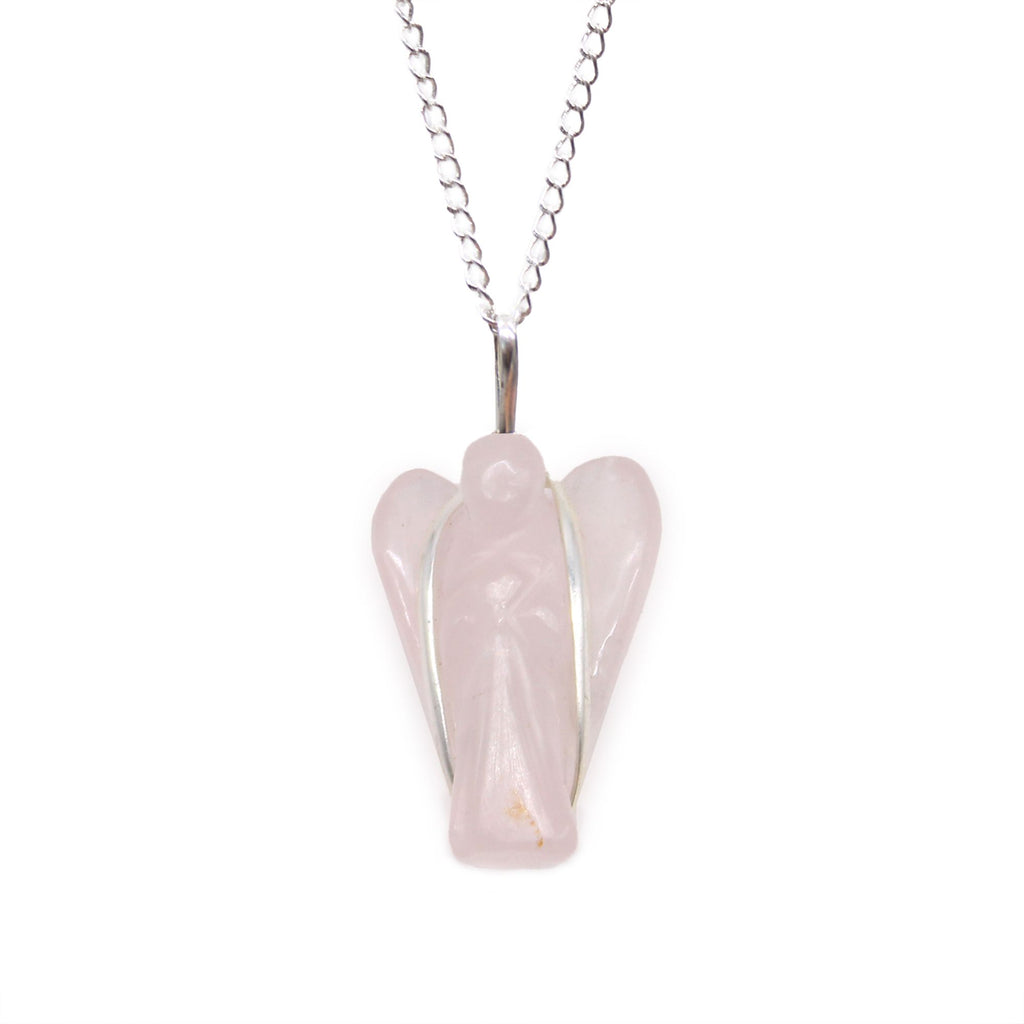 Pendente con Pietra Semipreziosa Angelo in Quarzo Rosa