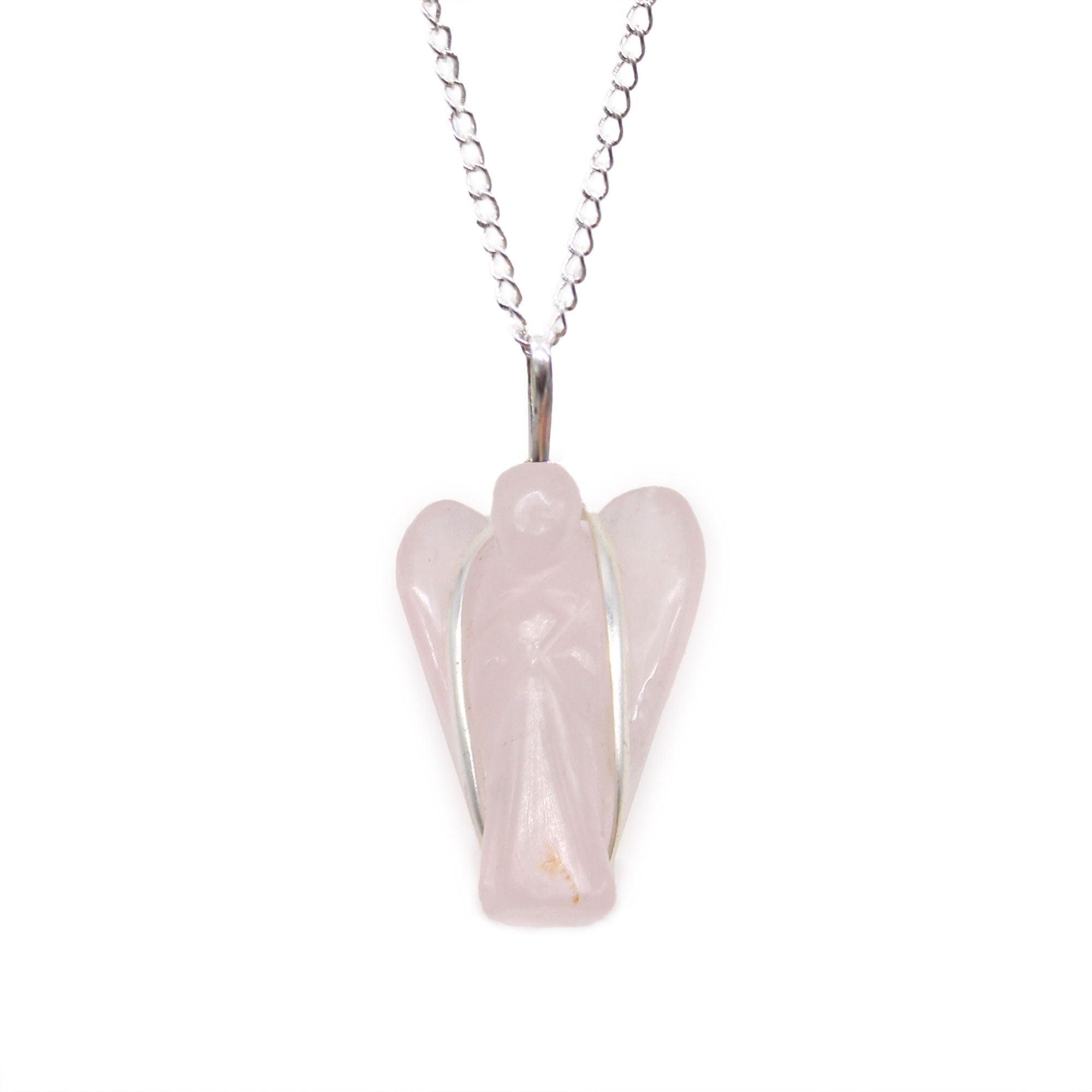 Pendente con Pietra Semipreziosa Angelo in Quarzo Rosa