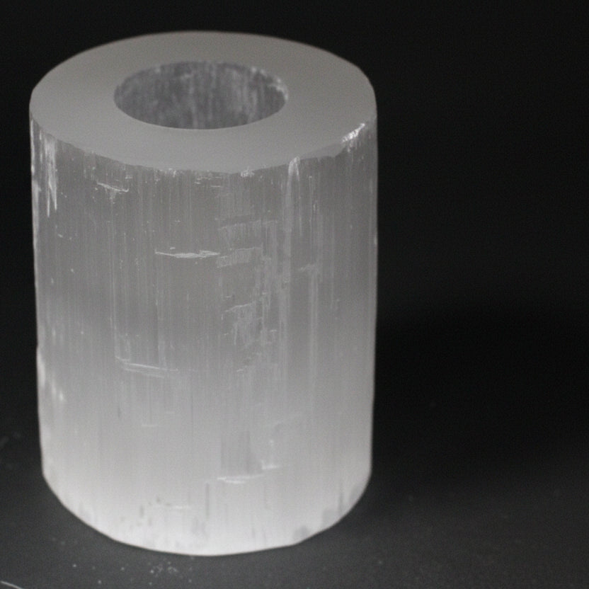 Portacandela Cilindrico in Selenite 10 cm