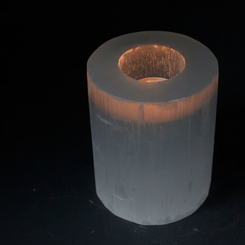 Portacandela Cilindrico in Selenite 10 cm