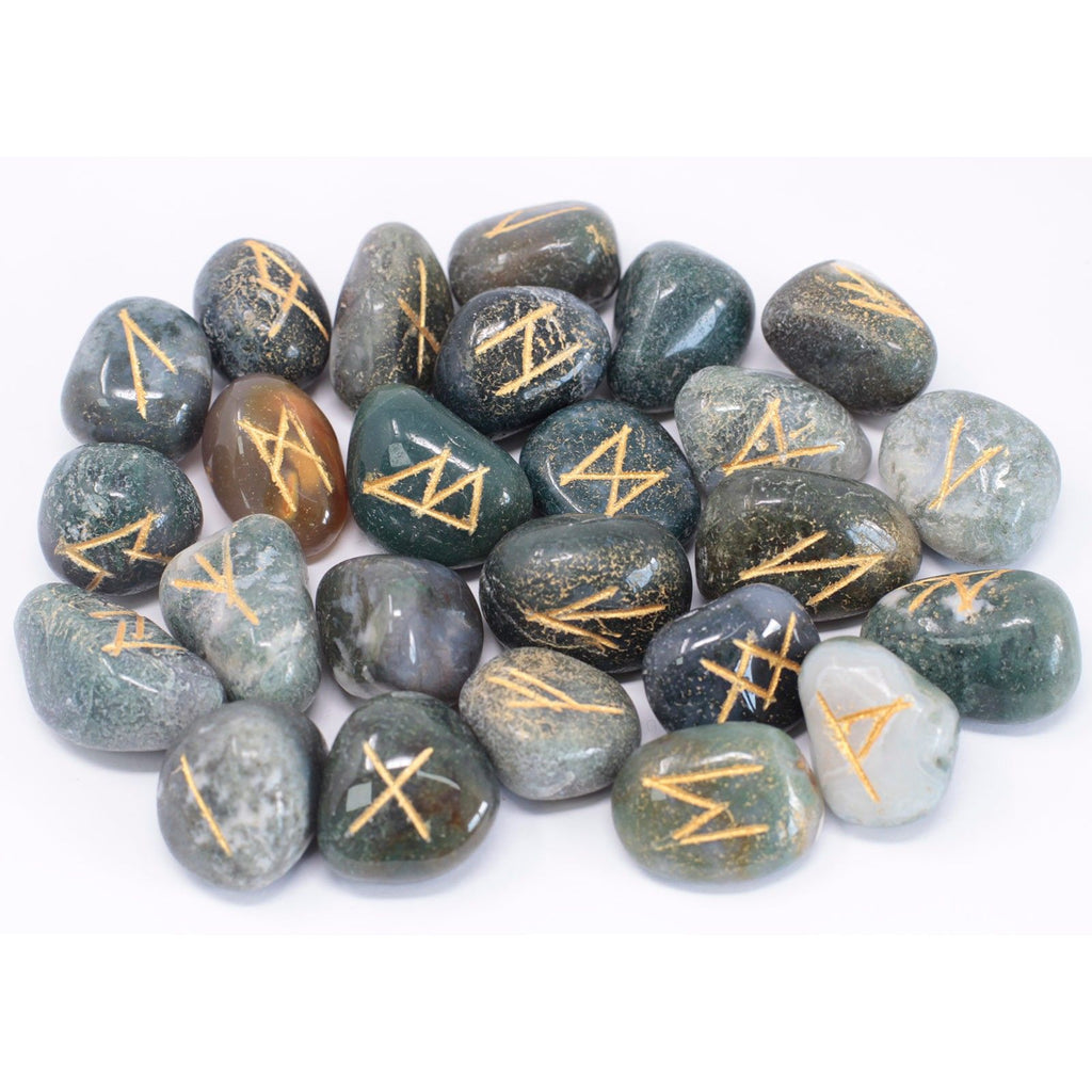 Rune Agata Muschiata Set da 25 Rune con Sacca Personalizzata