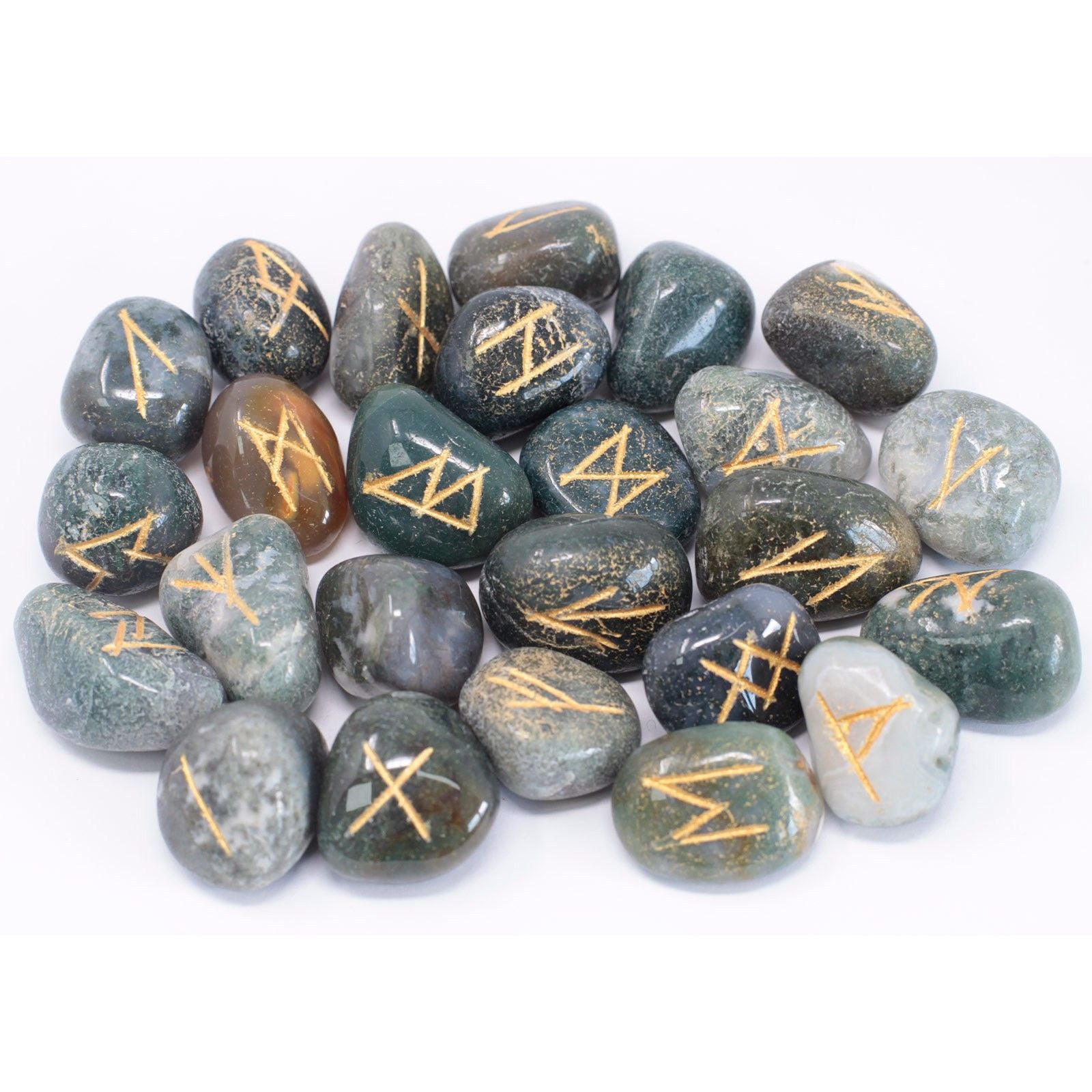 Rune Agata Muschiata Set da 25 Rune con Sacca Personalizzata