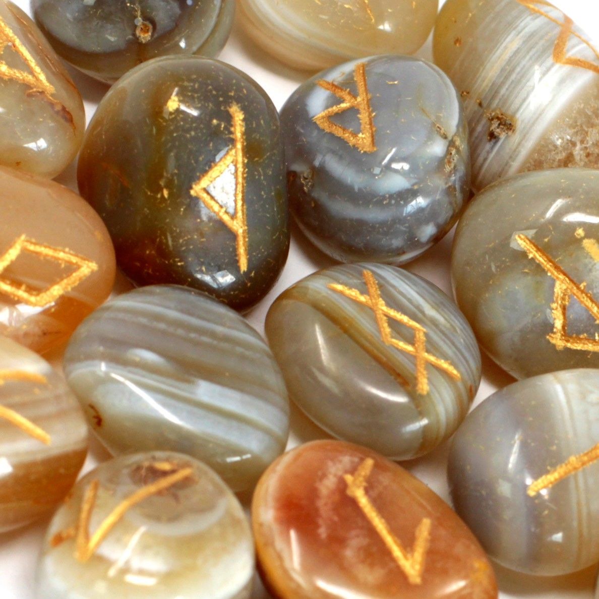 Rune Agata a Bande Set da 25 Rune con Sacca Personalizzata