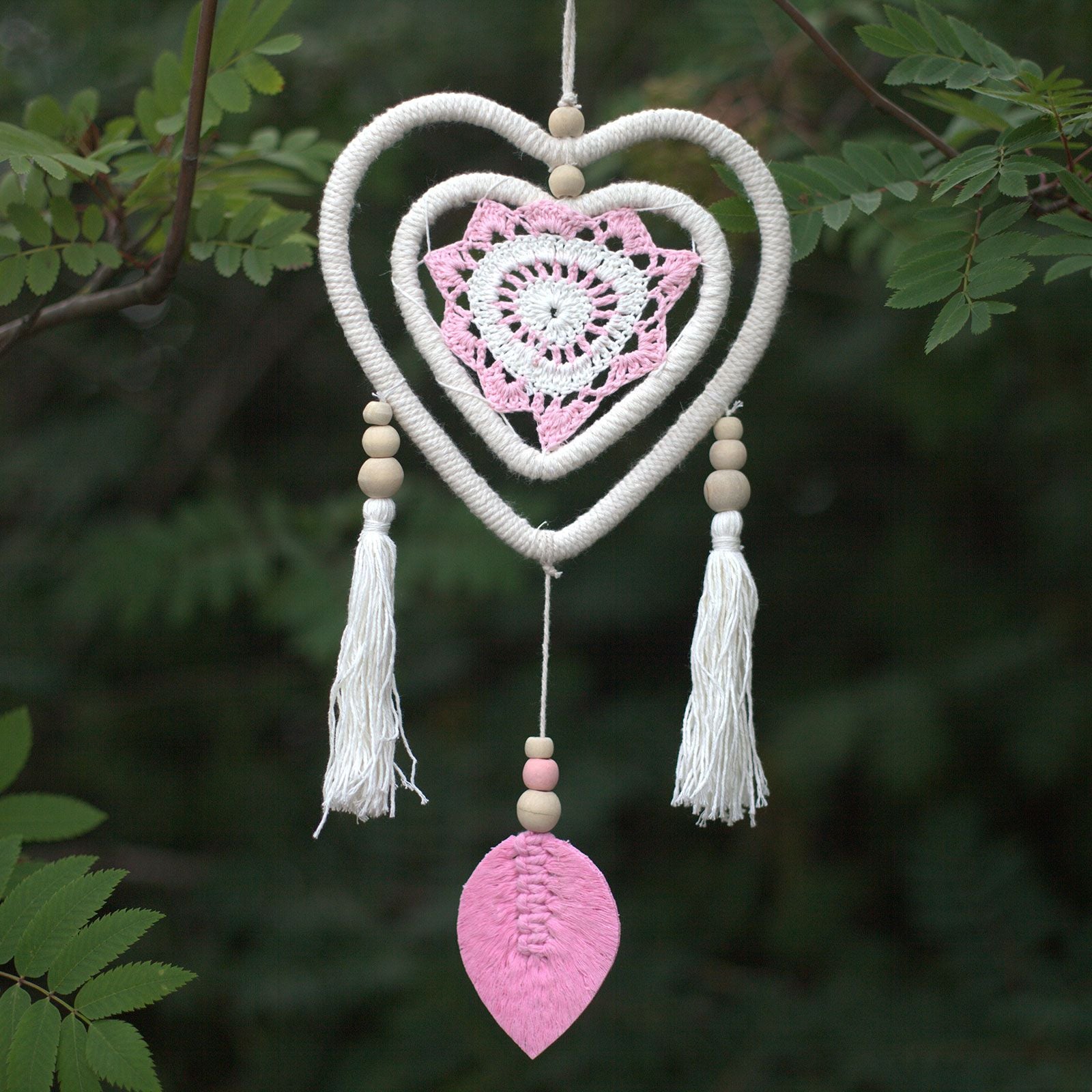 Acchiappasogni Cuore Rosa nel Cuore Misura Media