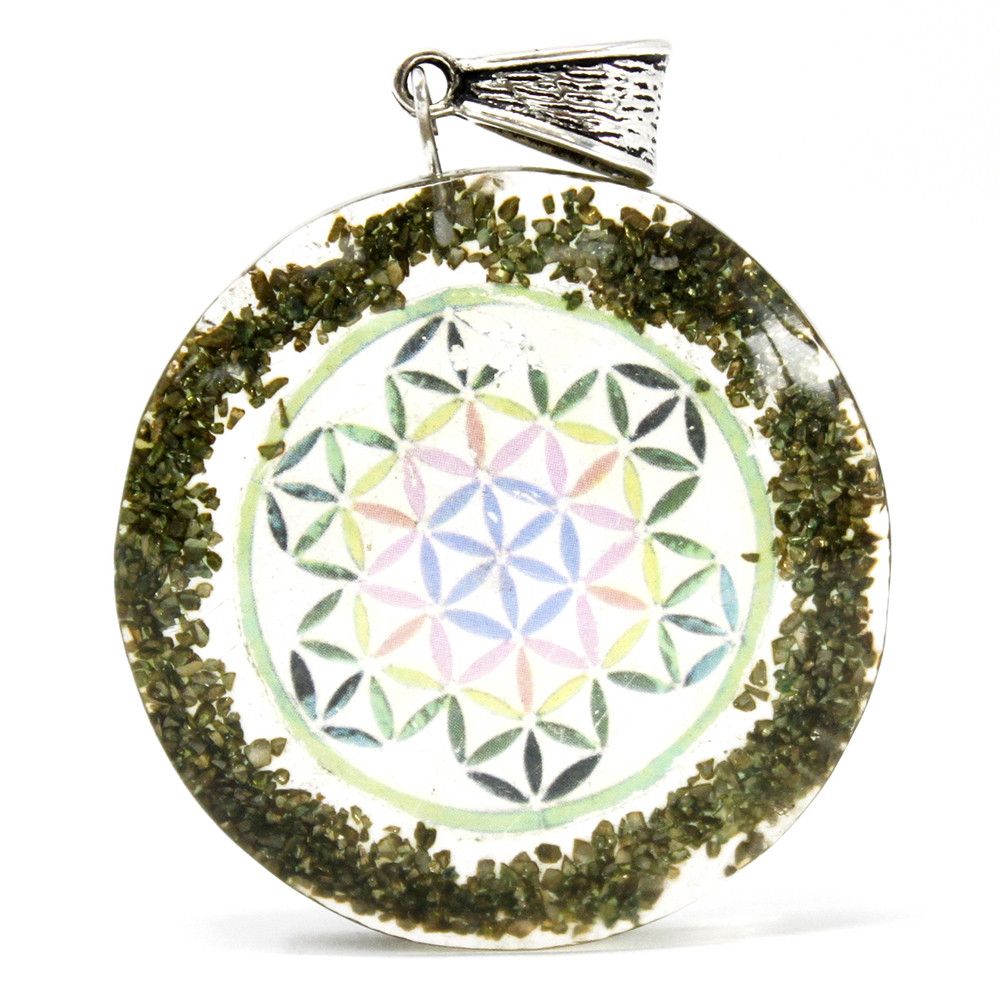 Pendente in Orgonite di Mandala Verde