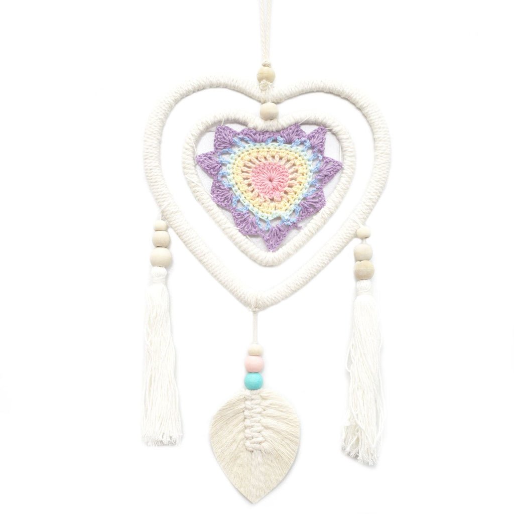 Acchiappasogni Cuore Bianco nel Cuore Lavanda Misura Media