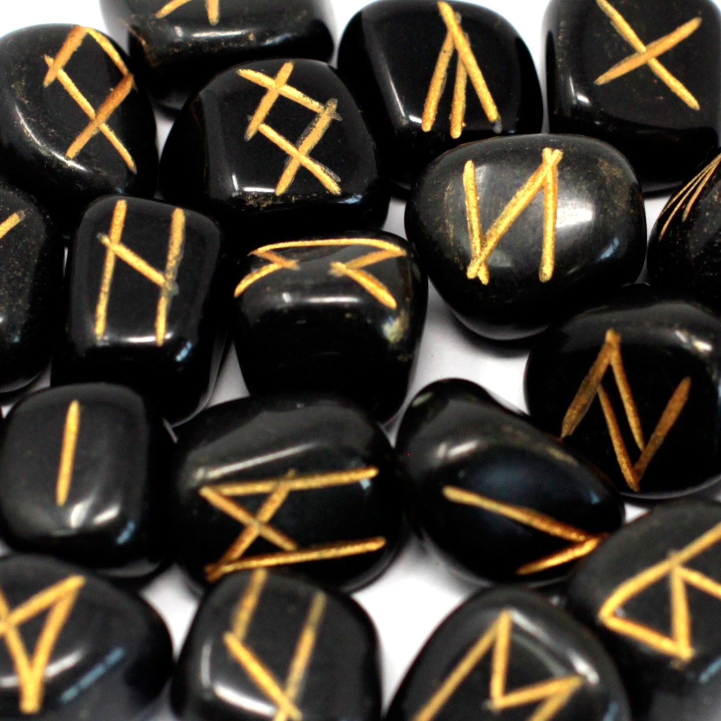 Rune Agata Nera Set da 25 Rune con Sacca Personalizzata