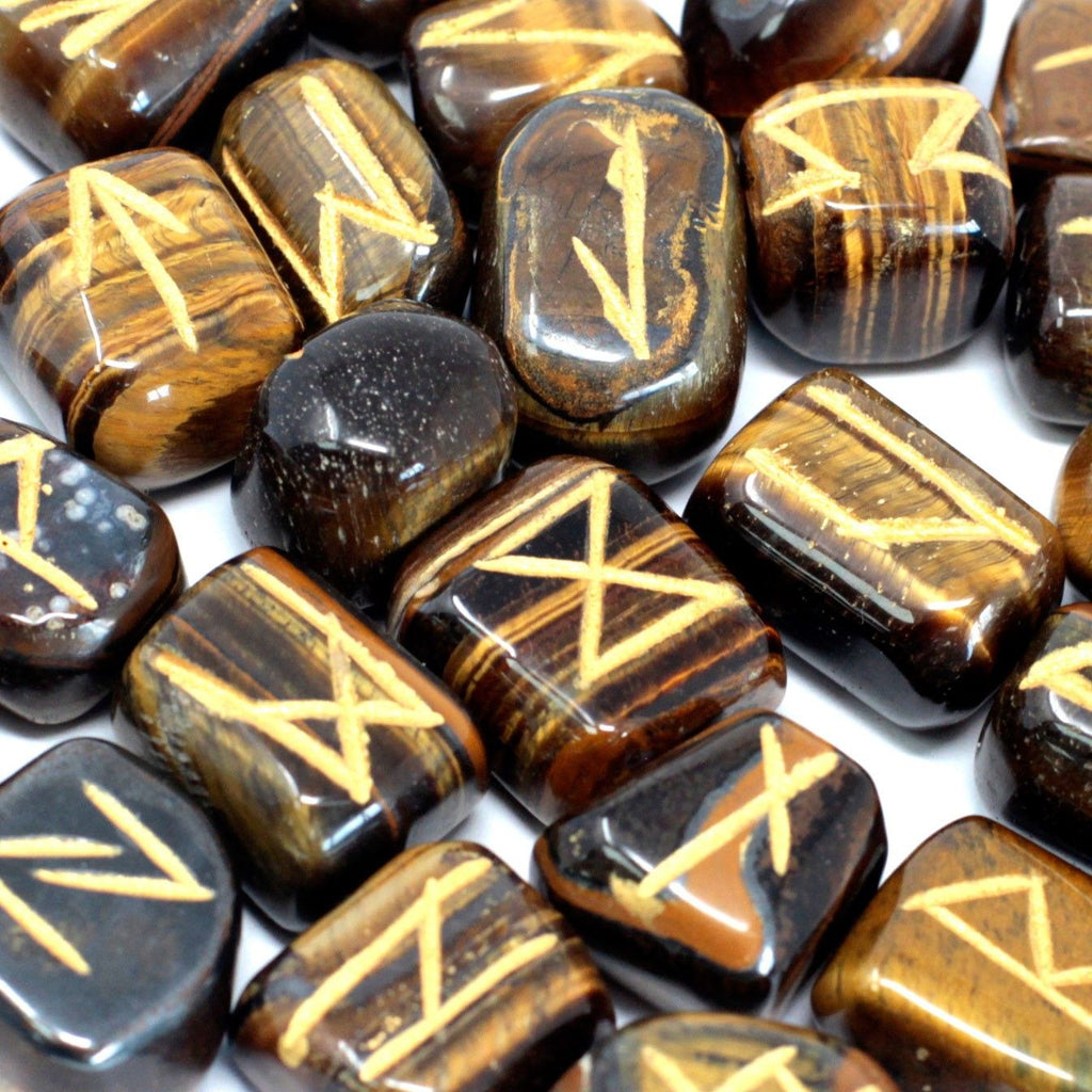 Rune Occhio di Tigre Set da 25 Rune con Sacca Personalizzata