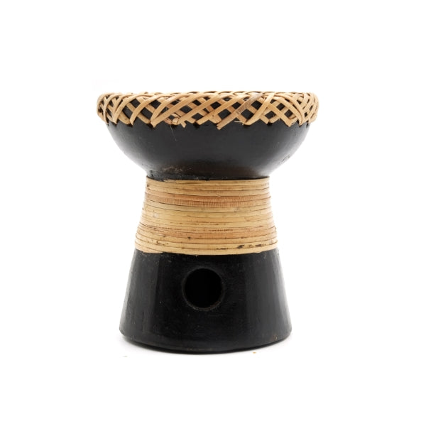 Bruciatore in terracotta con rattan Nero