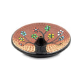 Bruciatore tondo decorato in terracotta - marrone