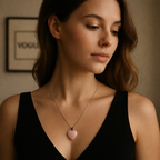 Collana Elegante con Ciondolo a Cuore in Quarzo Rosa