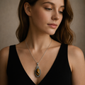 Ciondolo con Occhio di Tigre Ovale 3cm Argento 925