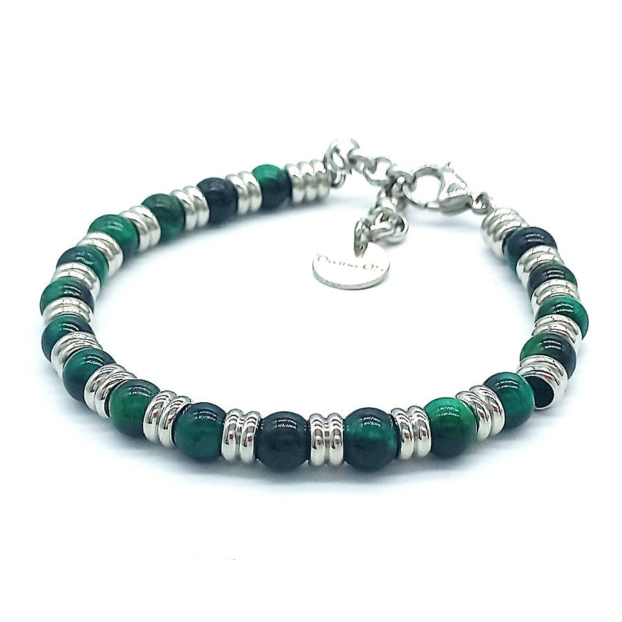 Bracciale Naturale in Malachite, artigianale lavorato a Mano, collezione Divina