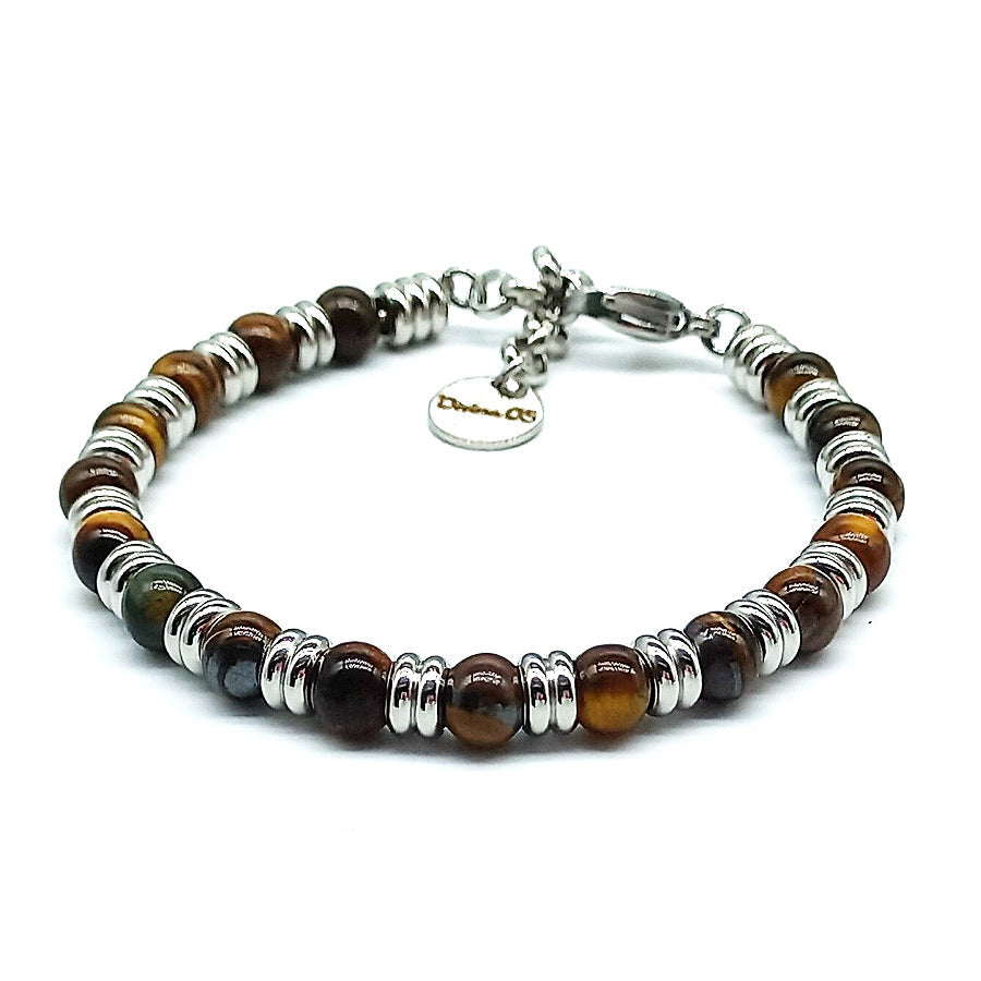 Bracciale Naturale in Occhio di Tigre, artigianale lavorato a Mano, collezione Divina