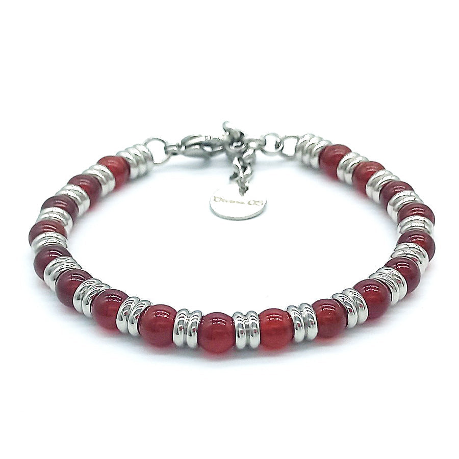 Bracciale Naturale in Corniola, artigianale lavorato a Mano, collezione Divina