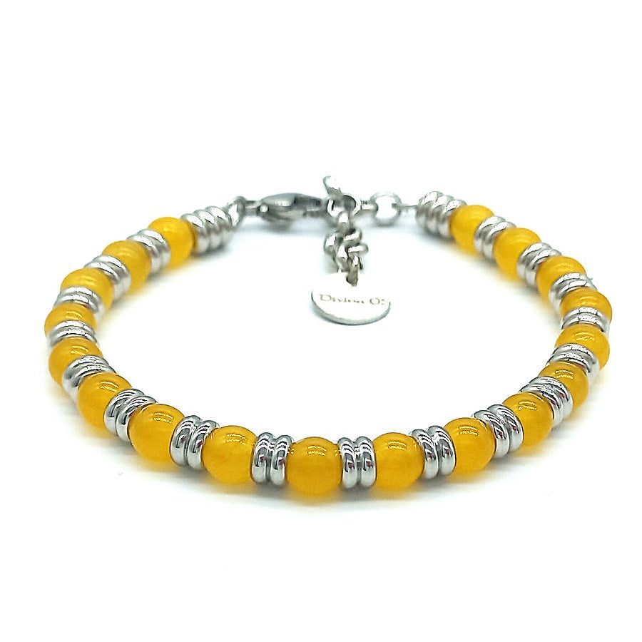 Bracciale Naturale in Agata Lemon, artigianale lavorato a Mano, collezione Divina