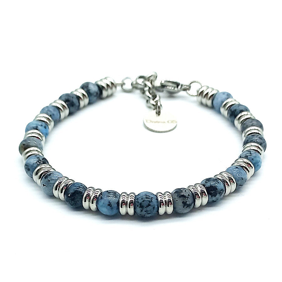 Bracciale Naturale in Diaspro Grigio, artigianale lavorato a Mano, collezione Divina